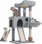 36-Inch Cat Tree Tower for Small and Medium Indoor Cats, Multi-Level Cat Furniture with Sisal Scratching Posts, Hammock, Condo & Scratching Board, Light Gray
