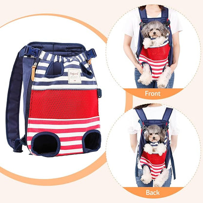 Dog Carrier Backpack, Pet Front Carrier Backpack Legs Out Dog Chest Carrier for Small Medium Dogs, Hands-Free Cat Backpack Carrier Dog Travel Backpack Airline Approved Hiking Bike Motorcycle