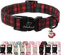 Christmas Dog Collar for Medium Dogs - Vintage Red Green Tartan Christmas Collars for Dogs, Soft Adjustable Winter Holiday Dog Collars with Quick Release Buckle M
