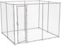 Lucky Dog 10' x 10' x 6' Heavy Duty Outdoor Welded Galvanized Steel Chain Link Dog Kennel Enclosure with 2 Configurations and Latching Door, Silver