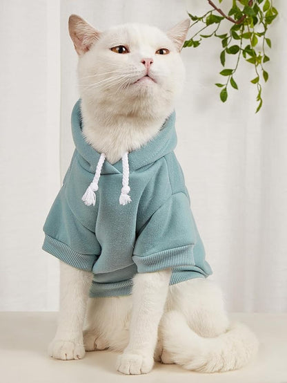 QWINEE Basic Dog Hoodie Sweatshirt Puppy Sweater Warm Cat Costumes Pet Clothes for Chihuahua Puppy Kitten Small Medium Dogs Pink and Green Large