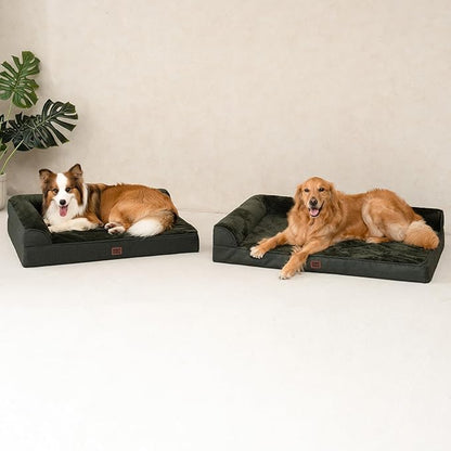 EHEYCIGA Orthopedic Dog Bed Medium Size Dogs, Memory Foam Dog Bed with Washable Removable Cover, Waterproof Pet Sofa Couch for Crate with Nonskid Bottom, 30x20x6, Dark Green