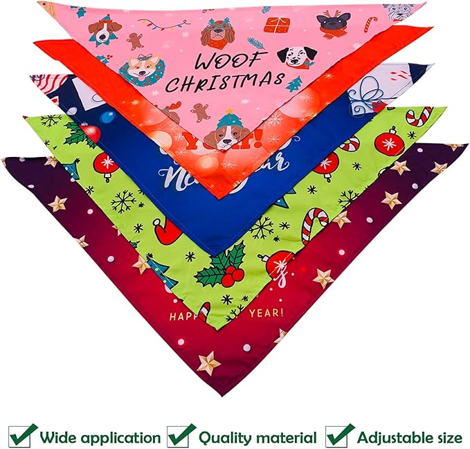 30 Pcs Christmas Happy New Year Dog Bandanas Bulk for Dogs Stitch Dog Bandanas Party Grooming M