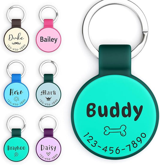 Silent Silicone Dog Tags, Custom Engraved Pet ID Tags for Cats and Dogs, Personalized Small Size Cat Tags with Cute Designs (Symbols, Regular)
