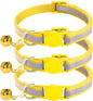 3 Pack Reflective and Breakaway Cat Collars with Bells，Adjustable Kitten Collars from 7.5 to 12.5 Inches, Ideal of Kitten Collar, Suitable for Girls and Boys (Yellow)