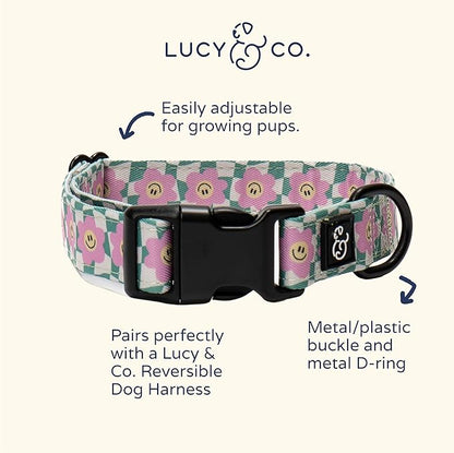 Lucy & Co. Dog Collar - Durable Lightweight Designer Collar for Pets - Adjustable Metal Safety Buckel. (Just Chill Collar).