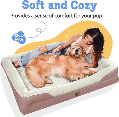 Orthopedic Washable Large Dog Bed - Dog Beds Large Sized Dogs with Removable Cover Waterproof Orthopedic Pet Bed XL Dogs Beds with Bolster