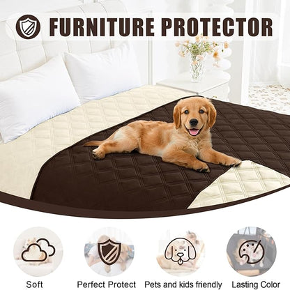 Smiry Waterproof Dog Bed Cover Blanket 52x82, Soft Reversible Pet Blanket, Washable Leakproof Cats Dogs Couch Cover for Sofa, Couch, Furniture, Chocolate/Beige