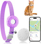 GPS Tracker for Cats, Cat Tracker Compatible with Apple Find My App (Only iOS), No Monthly Fee, Waterproof (White Tracker, Purple Cat Collar)