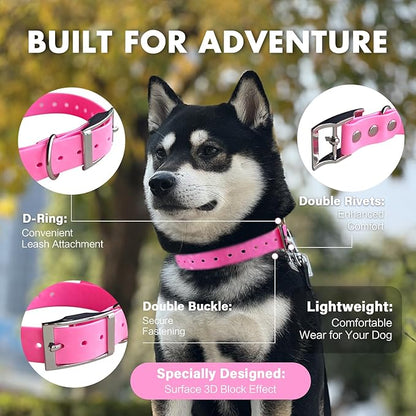 4.2FT Dog Collar and Leash Set, PVC Waterproof Adjustable Odor Proof Pet Collars Leashes, Easy to Clean, Surface 3D Cube Effect, Dog Leash for Small Dogs, Pink