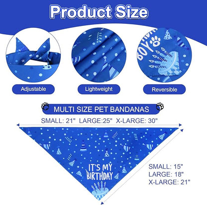 Dog Birthday Party Supplies, Blue Dog Birthday Set with Hat Bandana Numbers for Large Medium Boy Pets Puppy