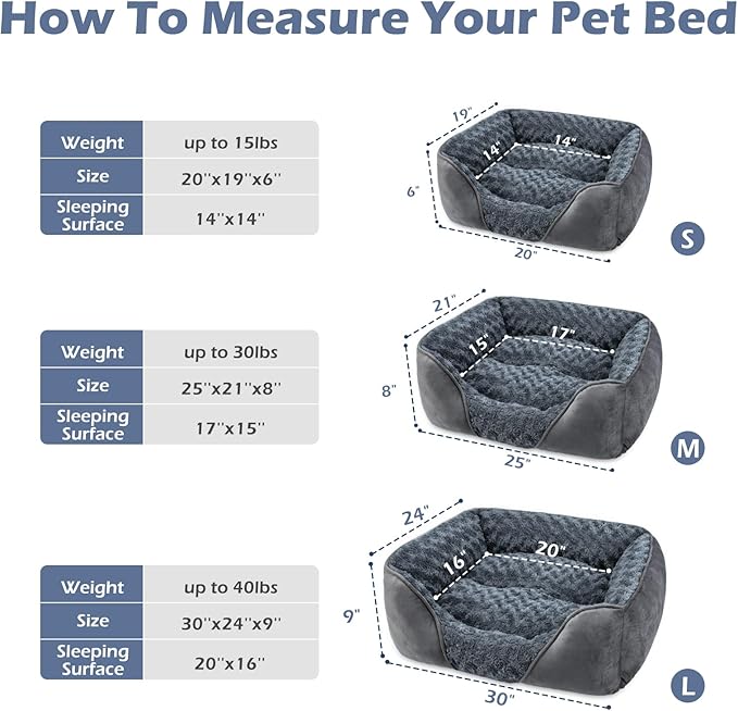 INVENHO Dog Bed Medium Size Dog, Orthopedic Warming Soft Calming Sleeping Puppy Bed Durable Pet Bed with Anti-Slip Bottom