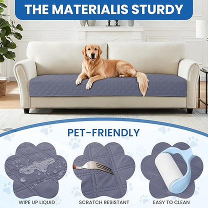 Waterproof Dog Blanket, Non-Slip Soft Pet Bed Cover, Couch Cover for Dogs Washable, Protects Sofa, Furniture, Crate, Car, Tear Resistant Leakproof Pet Blanket (30x70 Inch, Grey Blue)