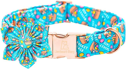 Lionheart glory Easter Day Dog Collar with Flower Dog Collar for Medium Dogs, Easter Egg Dogs Collars Colorful Spring Collars Flowers Puppy