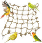 Tfwadmx Natural Bird Rope Net, Large Size - 24''X24'' Parrot Swing Hammock, Bird Climbing Ladder Hanging Cage Perch Chew Toys for Budgies Macaw Conure Finch Cockatoo Budgie African Grey Parakeet