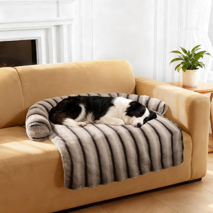Large Dog Couch Bed, Fluffy Washable Couch Protector for Dogs with Removable Cover, Non-Slip Dog Sofa Bed, 45x37 Inch, Brown