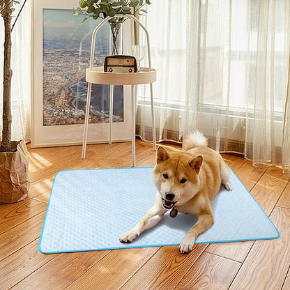 Cooling Mat Pad for Dogs Cats Ice Silk Cooling Bed for Dogs Ice Bed for Cats Pet Mats for Cats Bed Dog Pad Pupy Pad for 5Kg Pet (S/50X40CM)