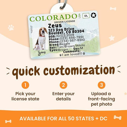PawFurEver Personalized Dog Driver License ID Tag for Dogs & Cats - Custom Pet License Dog ID Tags Personalized Heavy Duty with Name, Photo & Phone Number, 50 States + DC (NewMexico, Wallet Card)