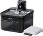 DownyPaws Cat Water Fountain Stainless Steel Cordless, 84oz/2.5L Fursink Wireless Pet Water Fountains for Cats Indoor, Battery Operated Cat Drinking Fountain, BPA-Free, Black with 6 Filters