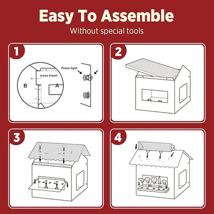 SMILE PAWS Cat Beds for Indoor Cats, Cardboard Cat House with Scratchers, Korean BBQ, Large Sturdy Cat Furniture Condo Cave Tent, Easy to Assemble Pet Toys Accessories Stuffs, Bunny Small Animals