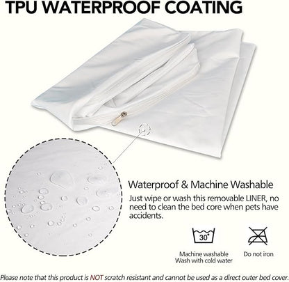 Waterproof Dog Bed Liner, Washable Replacement Cover Reusable Pet Pee Water Resistant Proof with Zipper, Liner Only 24x18 inch