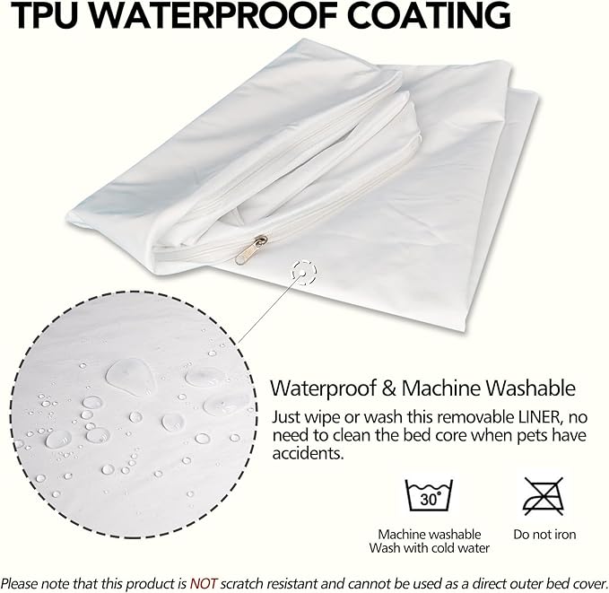 Waterproof Dog Bed Liner, Washable Replacement Cover Reusable Pet Pee Water Resistant Proof with Zipper, Liner Only 36x27 inch
