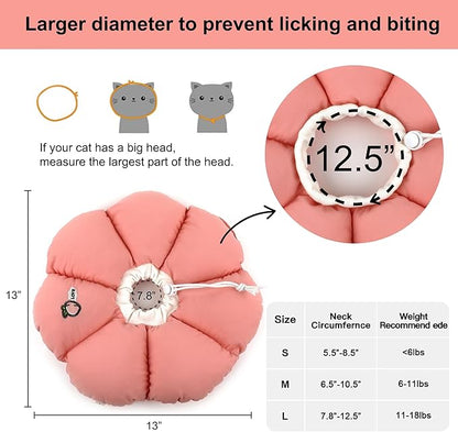 HiDREAM Cat Cone Collar,Cute Waterproof Elizabethan e Collar for Cats,Anti-Bite Lick Wound Healing Safety Cat Recovery Collar,All-Season Style