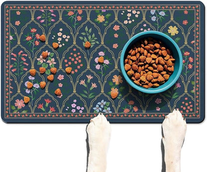 Absorbent Pet Dog Bowl Mat for Food and Water, Pet Cat Food Feeding Mat with Non Slip Rubber Backing, Dog Food Mats for Floors Waterproof, 24"x32"
