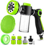 Dog Washing Hose Attachment, 8-in-1 Sprayer Mode Garden Hose Nozzle with Pet Bathing Brush and 100cc Soap Dispenser Bottle, Adopted in Watering Flowers, Car Wash, Dog and Horse Showering (Green)