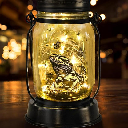 Bearded Dragon Gifts for Women/Men Bearded Dragon Solar Lanterns Mom Birthday Animal Lovers Lantern Animal Memorial Lights Solar Garden Decoration for Yard, Patio,Backyard,Porch Torches, Home Decor