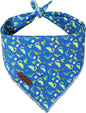 Summer Dog Bandana, UP URARA PUP Dinosaur Triangle Bid Scarf for Medium Large Dogs, Cotton Kerchief for Girl Boy Puppies, Cute Summer BlueBandana,L