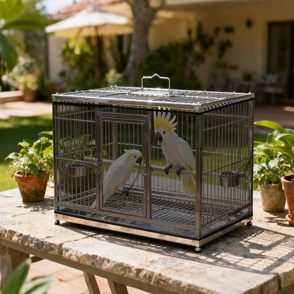 Fengek 2 Pcs Adjustable Bird Cage Cover & Seed Catcher Net - Stretchy Bird Cage Accessories for Night Cover & Seed Guard (Black)