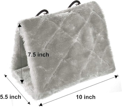 MOACC Winter Warm Bird Nest House Shed Hut Hanging Hammock Finch Cage Plush Fluffy Birds Hut Hideaway for Hamster Parrot Macaw Budgies Eclectus Parakeet Cockatiels Cockatoo Lovebird (M, Grey)