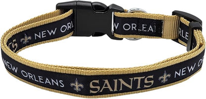 Pets First NFL New Orleans Saints Licensed PET COLLAR, Medium - Heavy-Duty, Strong, and Durable Dog Collar. Available in 31 Football Teams and 4 Sizes