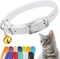 CollarDirect Leather Cat Collar with Bell - Kitten Collar, Small and Big Cat Collar for Boy Cats, Girl Cats with Safety Elastic Strap (Neck Fit 6"-7", White)