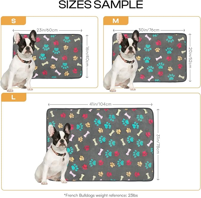 Luciphia 1 Pack 3 Blankets Fluffy Premium Fleece Pet Blanket Flannel Paw Printed Throw for Dog Cat(Small 23x16'', Grey/Brown/Blue)