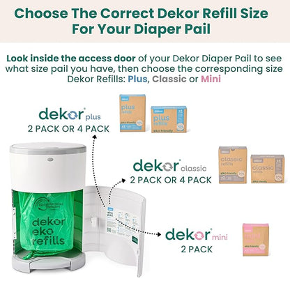 Diaper Dekor Plus Hands-Free Diaper Pail | Largest & Easiest to Use | Just Step–Drop–Done | Doesn’t Absorb Odors | Quick Bag Change | Great for Cloth Diapers | 70% Recycled Materials | EKO Gray