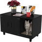 GDLF Modern Wood Pet Crate Cat Washroom Hidden Litter Box Enclosure Furniture House as Table Nightstand with Scratch Pad,Stackable (Black)