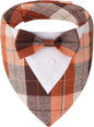 ADOGGYGO Fall Dog Tuxedo Bandana, Orange Plaid Pet Fall Collar with Bowtie, Adjustable Halloween Thanksgiving Costume for Small Dogs (S)