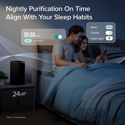 LEVOIT Air Purifier for Home Bedroom, Smart WiFi Alexa Control, AHAM VERIFIDE, 3-in-1 Filter with HEPA Sleep Mode for Allergies, Pollutants, Smoke, Dust, Core 200S-P, Black