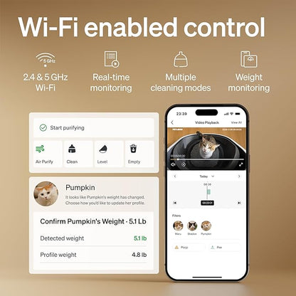 PETLIBRO Luma Automatic Cat Litter Box AI-Camera Waste Analysis, Auto Odor-Control Self Cleaning Cat Litter Box with Multi-Cats Recognition, Smart App Usage Tracking, Safety Sensors and Large Open Top
