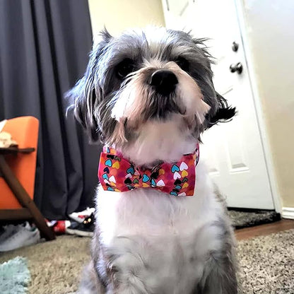 Lionheart glory Valentine's Dog Collar, Dog Collars with Bow, Pet Collar Adjustable Dogs Bowtie Pet Collars for Large Dogs