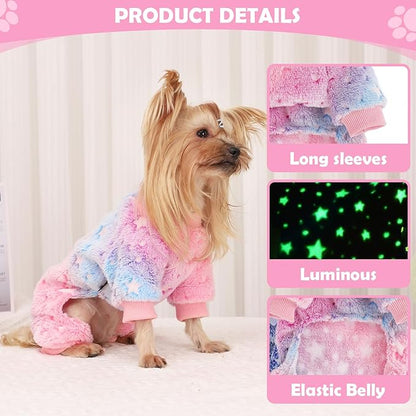 Dog Pajamas Psj Clothes Girl Small Winter Cute Small Puppy Clothes 4 Legs Fleece Sweater Jumpsuit Soft Dog Onesies Pet Apparel Outfits Yorkie Chihuahua. Pink, XXS