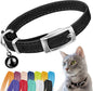 CollarDirect Leather Cat Collar, Kitten Collar with Removable Bell Black Blue Red Orange Lime Green (8-11 Inch, Black)