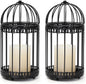 NUPTIO Vintage Bird Cage Lantern: Black Hanging Bird Cage Decor Candle Lanterns for Centerpiece - Large Birdcage Pillar Candles Holder for Halloween Christmas Bridal Shower 10 Inch H