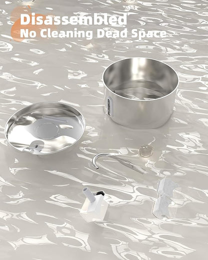 Cat Water Fountain Stainless Steel: 108oz/3.2L Cat Fountain for Drinking - Pet Water Fountain for Cats Inside - Automatic Cat Water Dispenser Bowl - Cat Feeding & Watering Supplies 6 Filters 3 Sponges