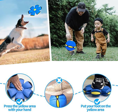 Dog Flying Disc, Pet Toy Flying Saucer Ball with 3 Light, Outdoor Games Green+Pink 2PCS