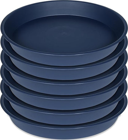 6 Pack Plastic Plant Saucer Planter Water Drip Tray, 4 5 6 7 8 9 10 11 12 inch, Heavy Sturdy Tray for Indoors Outdoor Plants, Flower Pot Saucers for Pots Base (4", Blue)