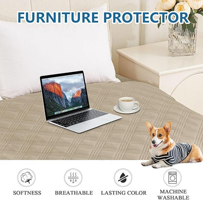 hyha Waterproof Dog Blanket, Reversible Pet Bed Blanket, Soft Sofa Couch Cover for Dogs Washable, Waterproof Pet Couch Covers for Sofa Puppy Cats Furniture Protector(30"x53", Taupe/Beige)
