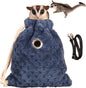 Sugar Glider Bonding Pouch - Soft Sleeping Pouch with Breathable Vent & Drawstring Portable Travel Bag Small Animal Carrier for Sugar Glider Squirrel Hamster Rats Hedgehog Bird Parrot (Blue)